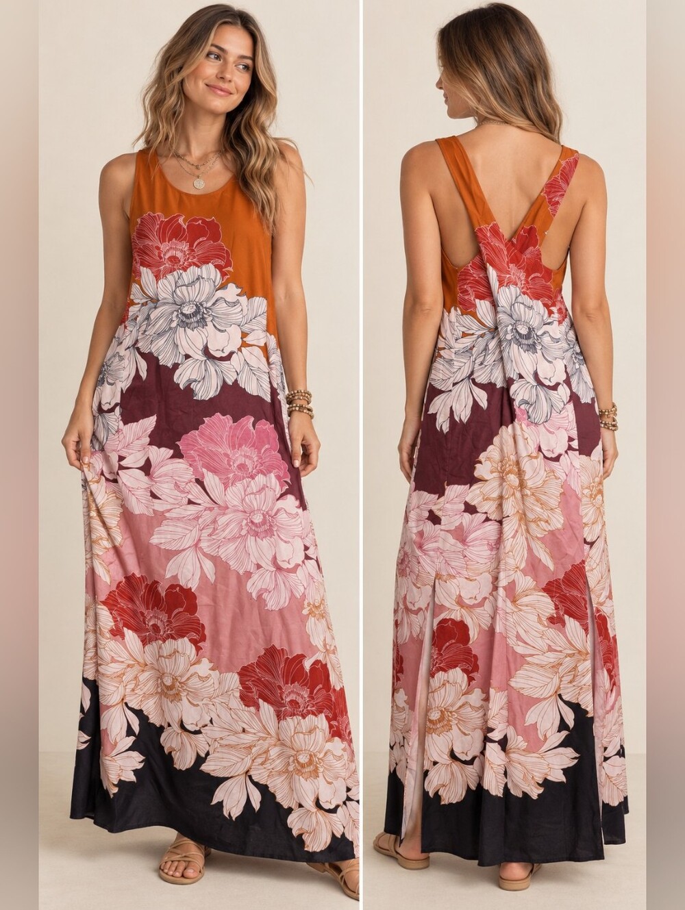 Maeve by Anthropologie Floral Cross Back Maxi Dress Small